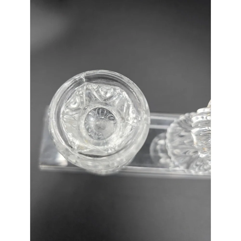 Set Of 2‎ VINTAGE PRESSED GLASS CLEAR DIAMOND CUT TOOTHPICK HOLDERS